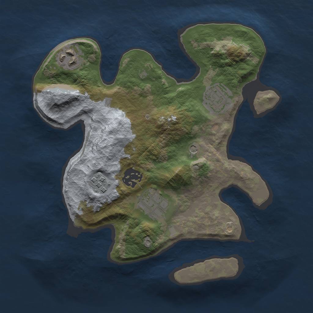 Rust Map: Barren, Size: 2500, Seed: 618395, 8 Monuments