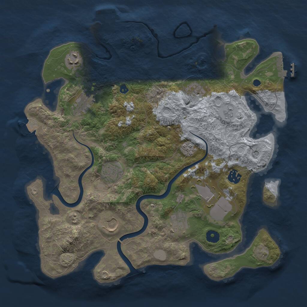 Rust Map: Procedural Map, Size: 3500, Seed: 1327388135, 15 Monuments