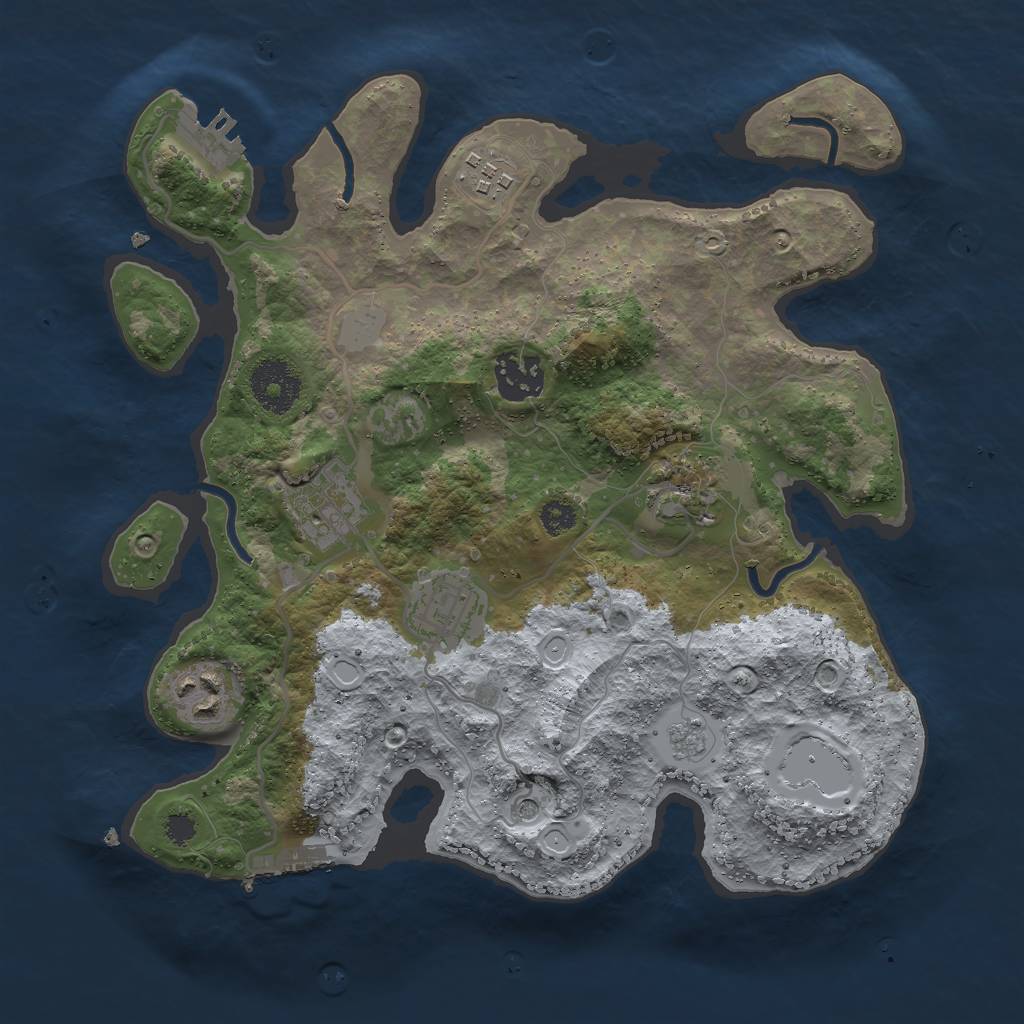 Rust Map: Procedural Map, Size: 3000, Seed: 26689, 13 Monuments