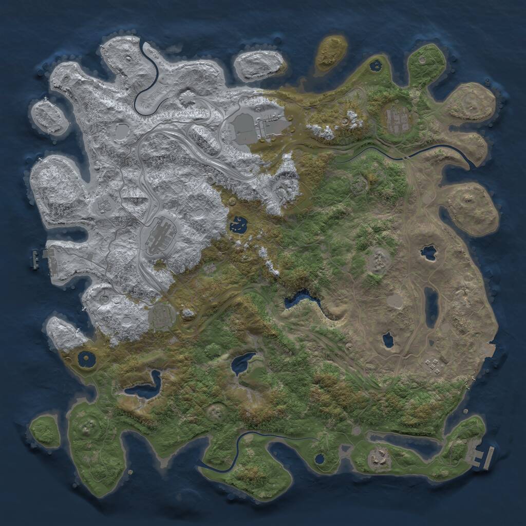 Rust Map: Procedural Map, Size: 4500, Seed: 673409428, 14 Monuments