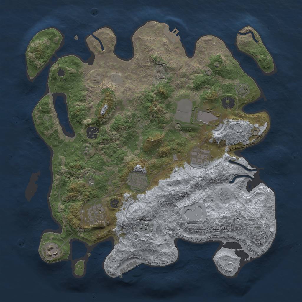 Rust Map: Procedural Map, Size: 3500, Seed: 791625538, 15 Monuments