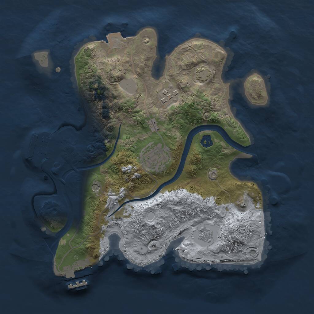 Rust Map: Procedural Map, Size: 2500, Seed: 1211401867, 8 Monuments