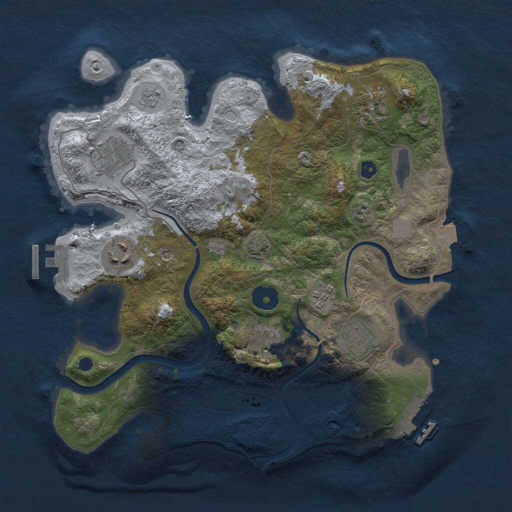 Rust Map: Procedural Map, Size: 3000, Seed: 4225565, 12 Monuments