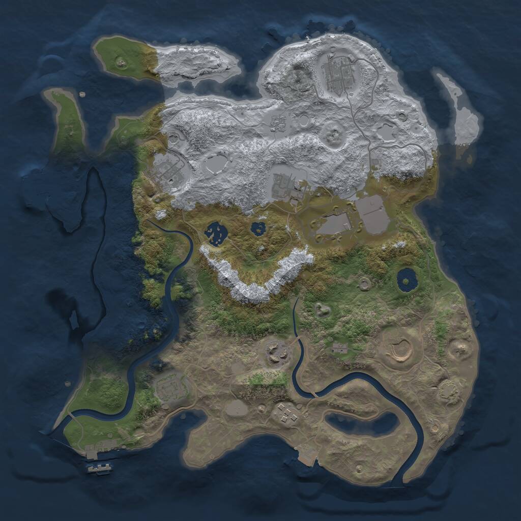 Rust Map: Procedural Map, Size: 3500, Seed: 43317921, 15 Monuments