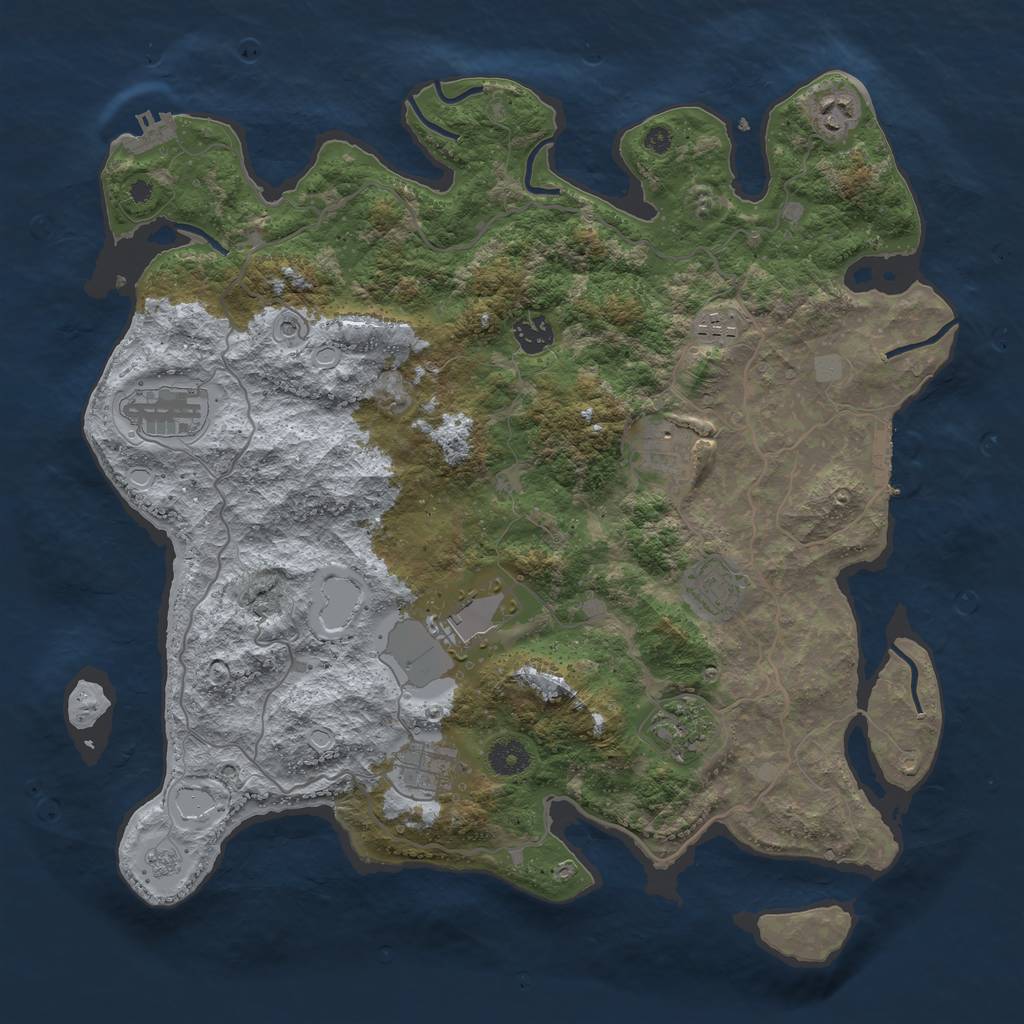 Rust Map: Procedural Map, Size: 4000, Seed: 551730160, 18 Monuments
