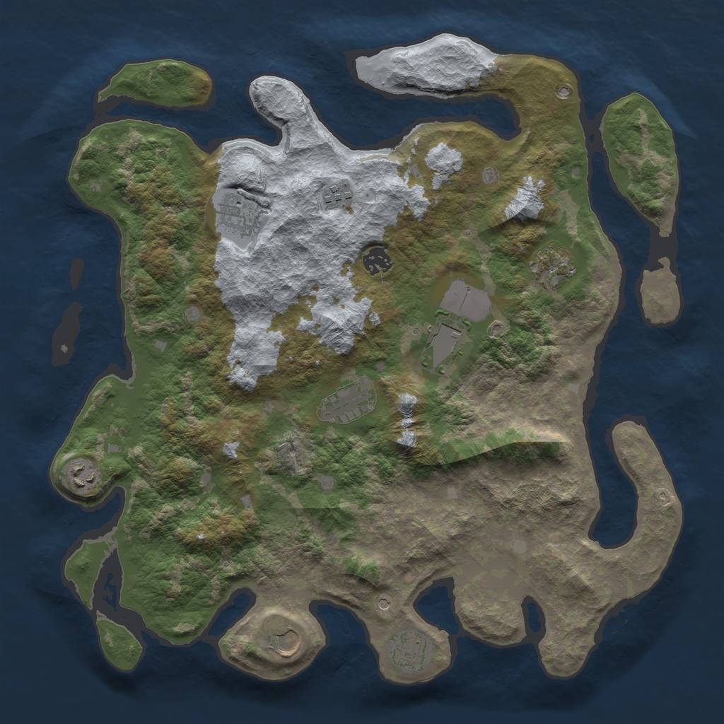 Rust Map: Barren, Size: 4000, Seed: 1867642298, 12 Monuments