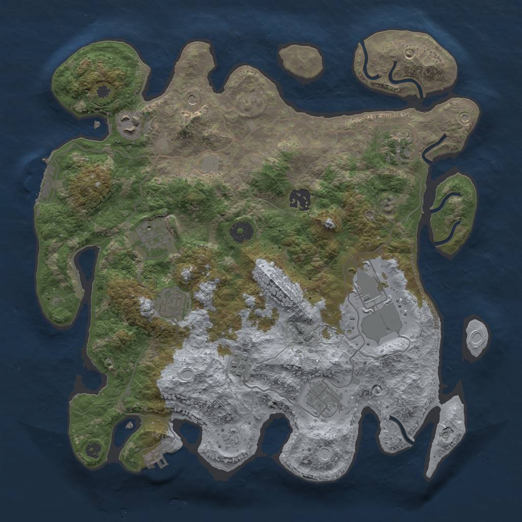 Rust Map: Procedural Map, Size: 3500, Seed: 81943445, 15 Monuments