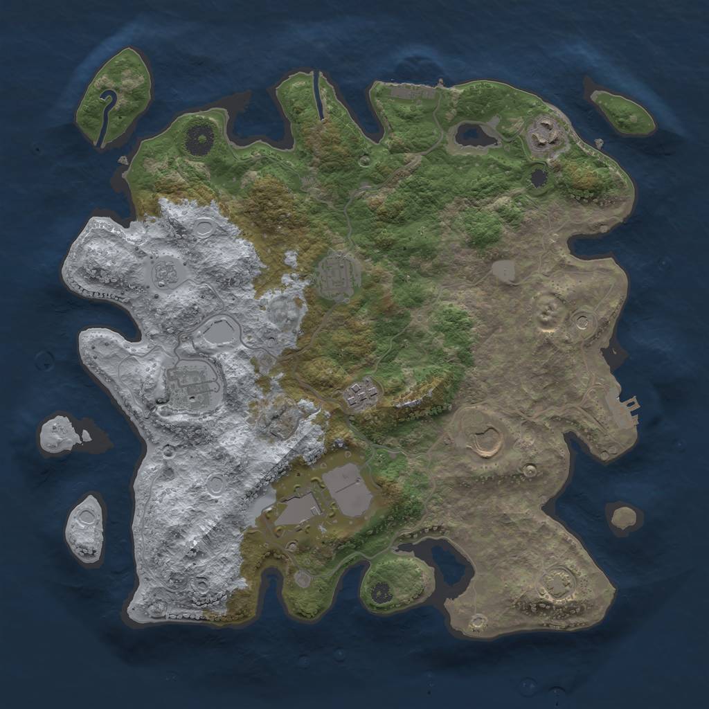 Rust Map: Procedural Map, Size: 3500, Seed: 854789176, 14 Monuments