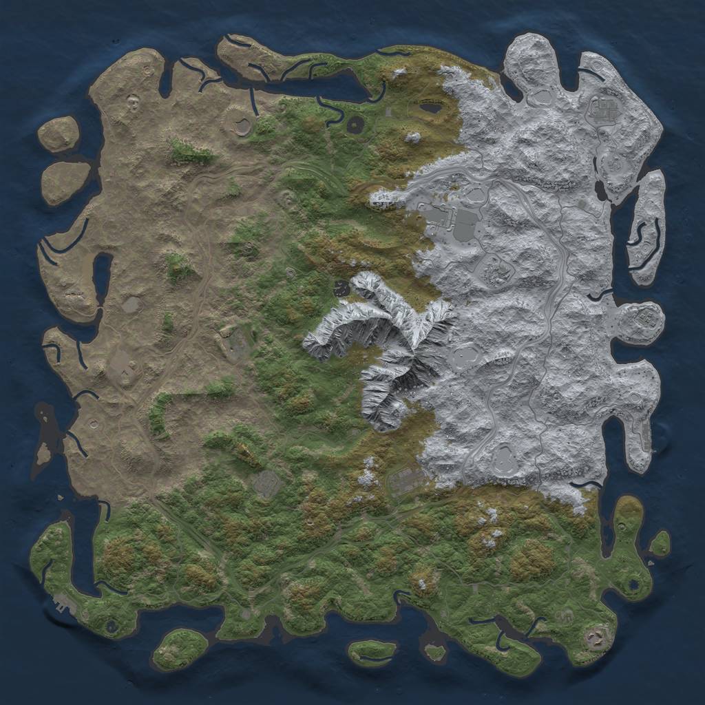 Rust Map: Procedural Map, Size: 6000, Seed: 224734227, 18 Monuments