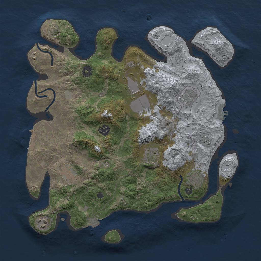 Rust Map: Procedural Map, Size: 3500, Seed: 2108198, 16 Monuments