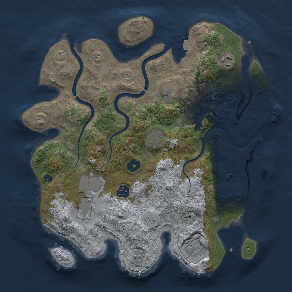 Rust Map: Procedural Map, Size: 3500, Seed: 1534620822, 12 Monuments