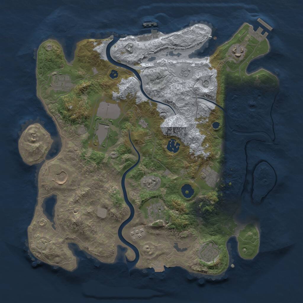 Rust Map: Procedural Map, Size: 3500, Seed: 793783638, 15 Monuments