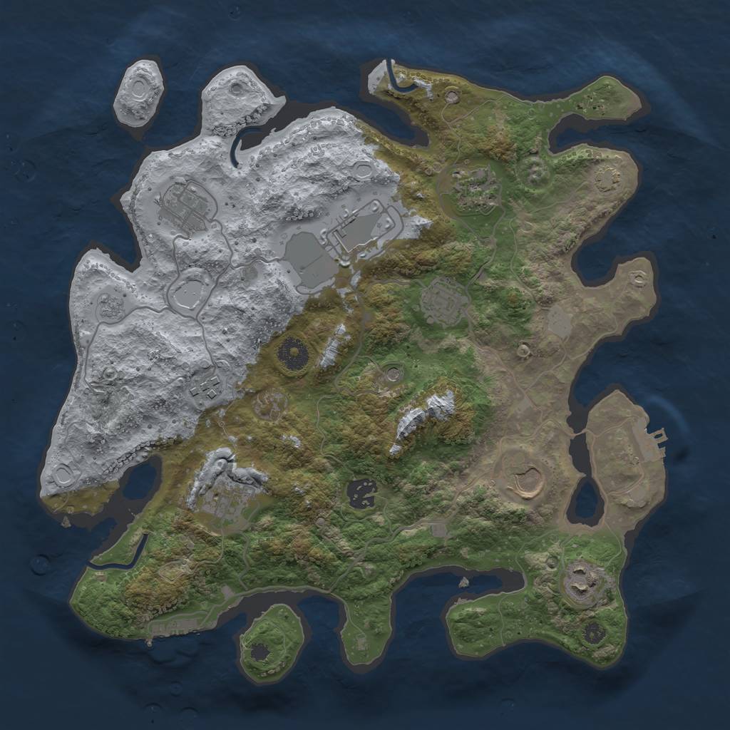 Rust Map: Procedural Map, Size: 3500, Seed: 30475878, 17 Monuments