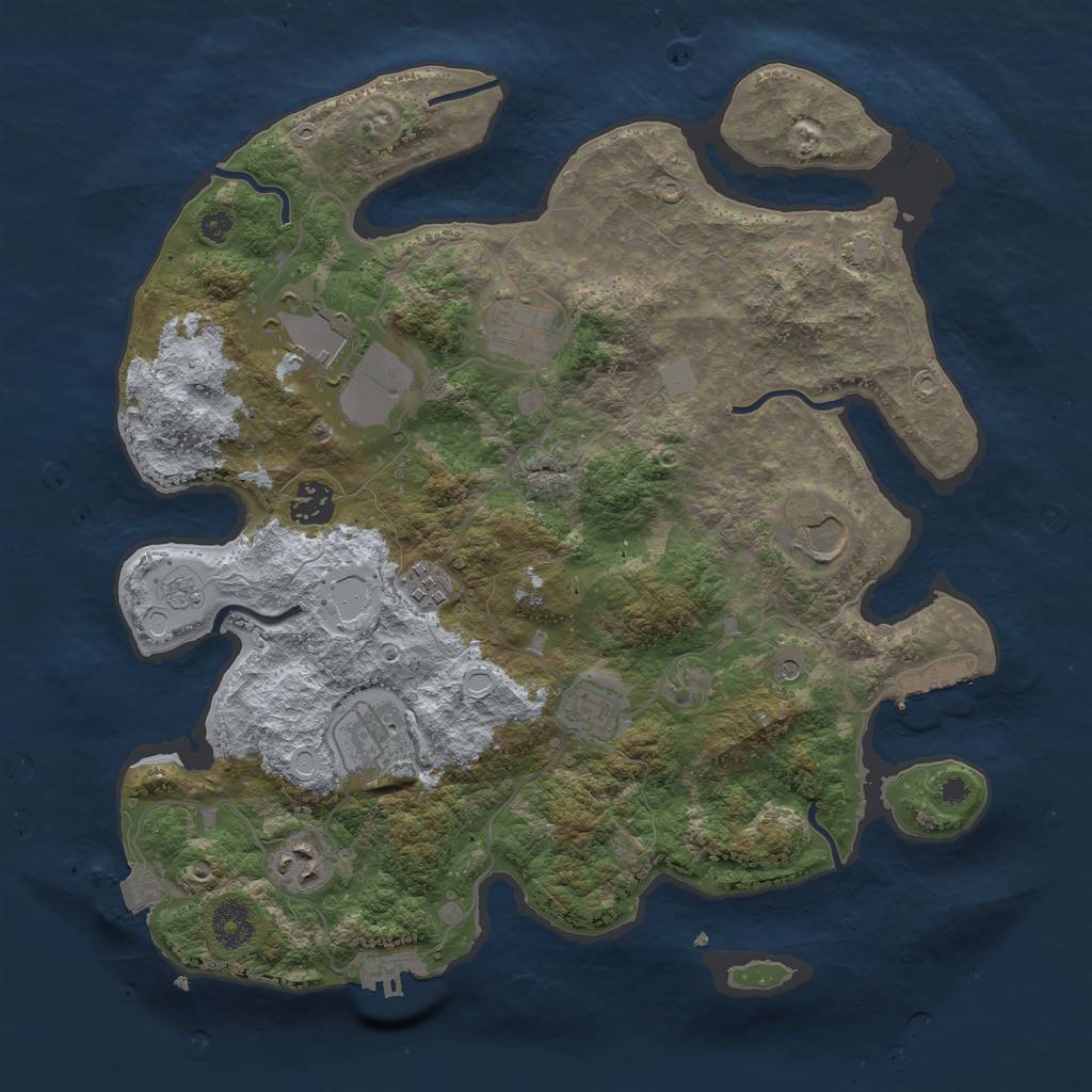 Rust Map: Procedural Map, Size: 3600, Seed: 62523, 16 Monuments