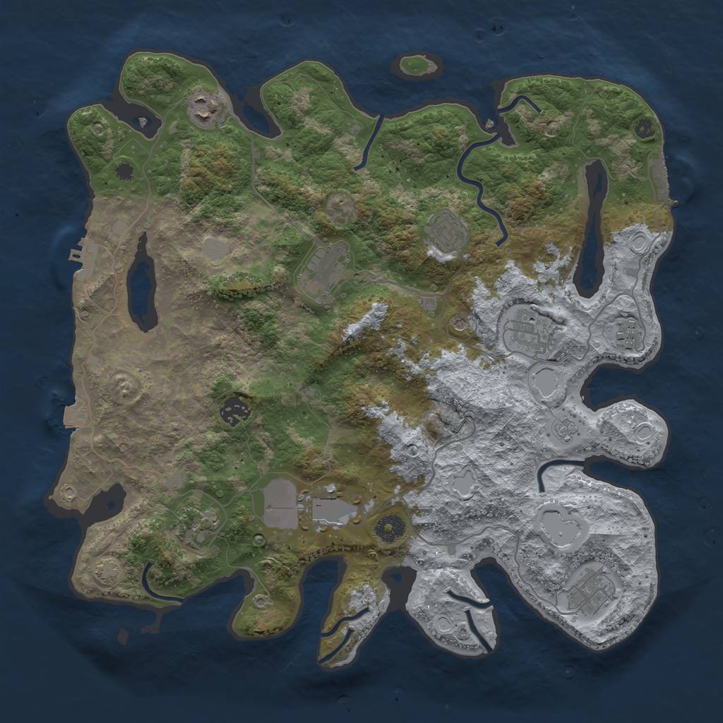 Rust Map: Procedural Map, Size: 3800, Seed: 92532039, 17 Monuments