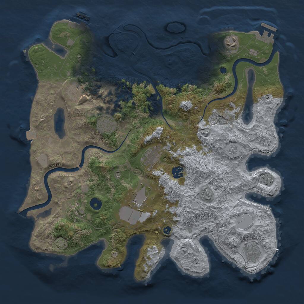 Rust Map: Procedural Map, Size: 3800, Seed: 92532039, 15 Monuments