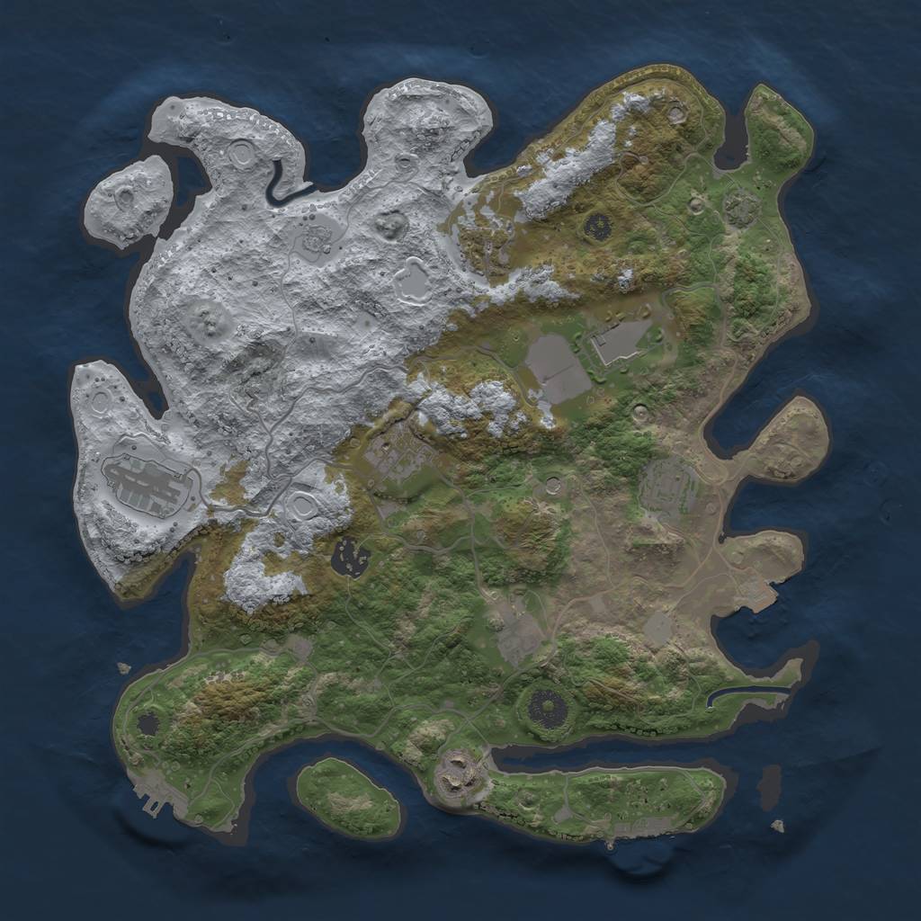 Rust Map: Procedural Map, Size: 3500, Seed: 3892289, 16 Monuments