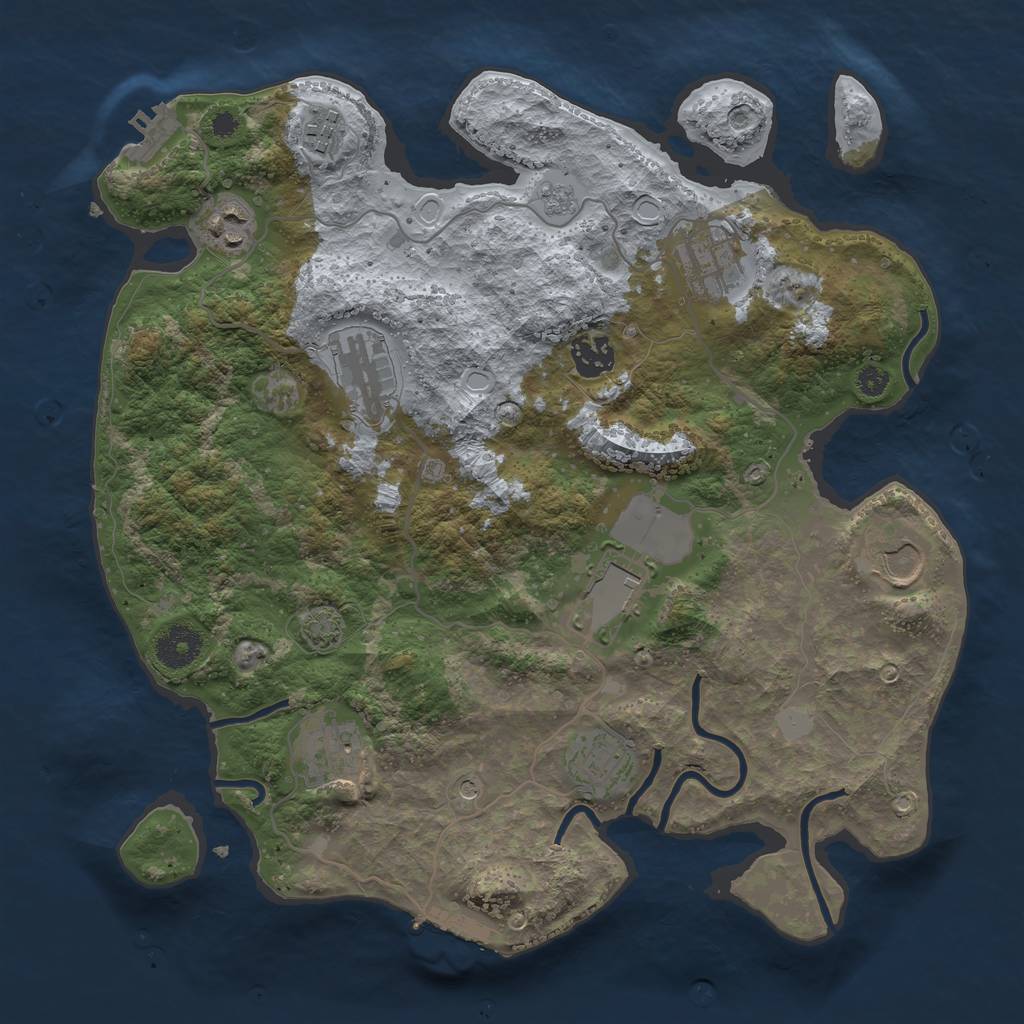 Rust Map: Procedural Map, Size: 3500, Seed: 24060307, 17 Monuments