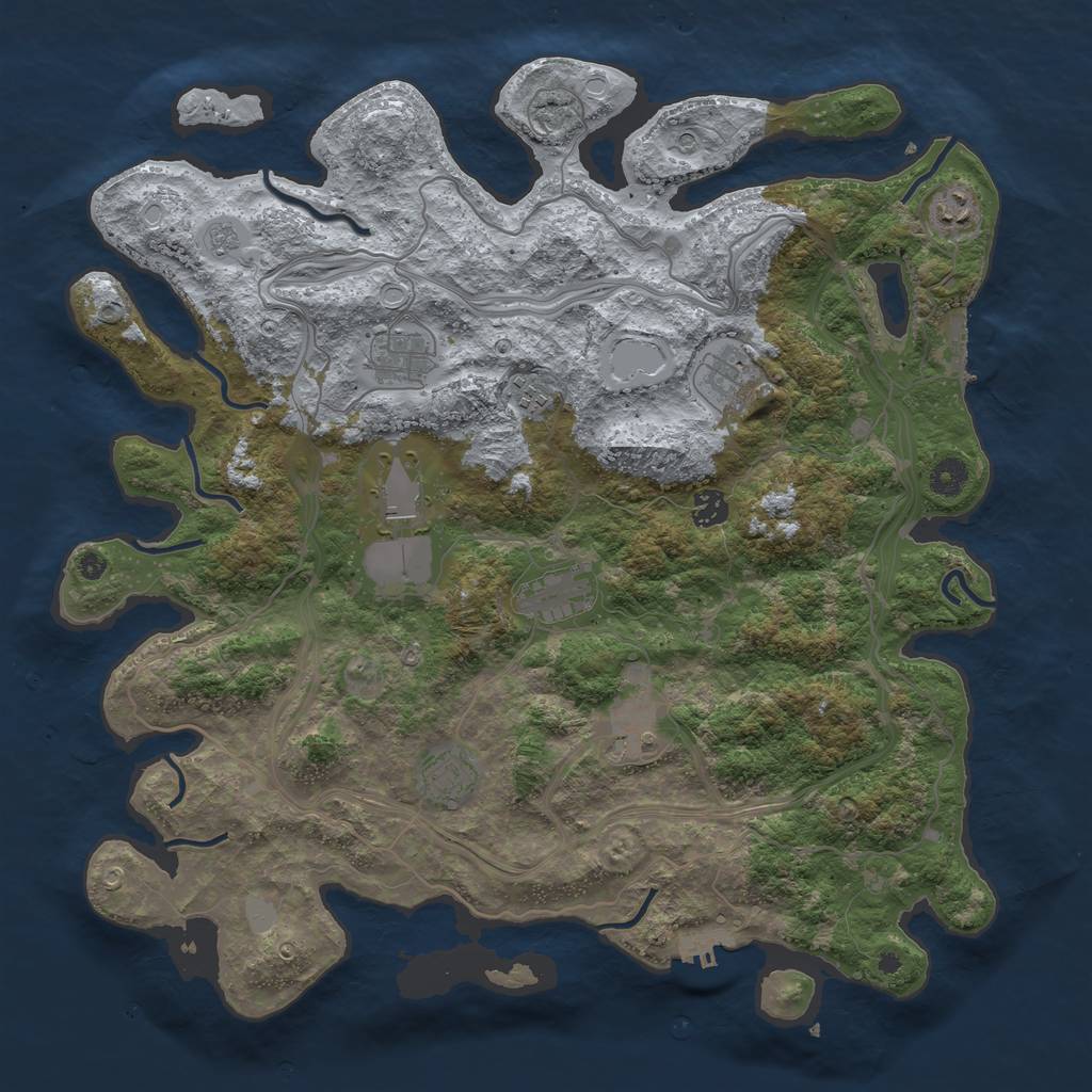 Rust Map: Procedural Map, Size: 4250, Seed: 1119286190, 16 Monuments