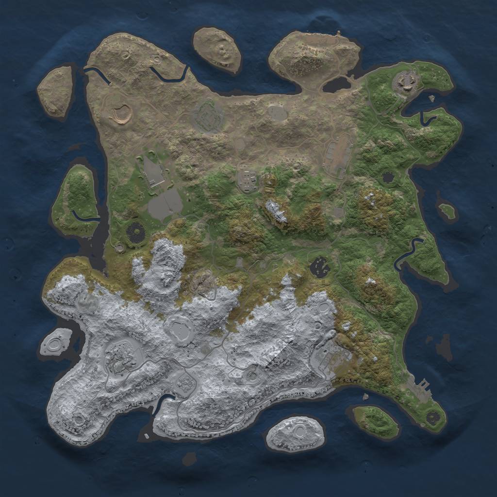 Rust Map: Procedural Map, Size: 3800, Seed: 1354112533, 16 Monuments