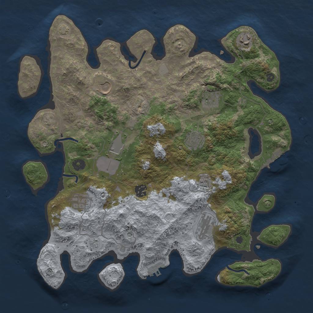 Rust Map: Procedural Map, Size: 3750, Seed: 198451563, 17 Monuments