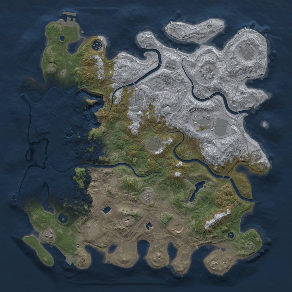 Rust Map: Procedural Map, Size: 4500, Seed: 1286211161, 16 Monuments