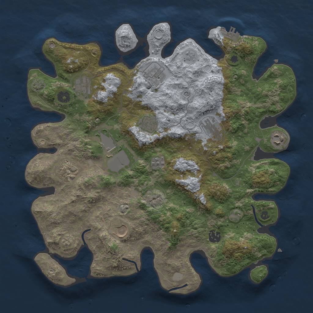 Rust Map: Procedural Map, Size: 3750, Seed: 651941092, 17 Monuments