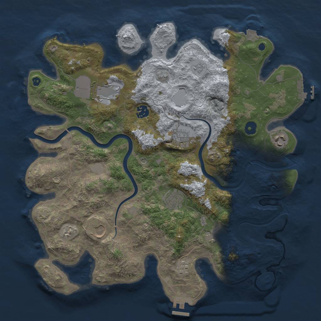 Rust Map: Procedural Map, Size: 3750, Seed: 651941092, 14 Monuments