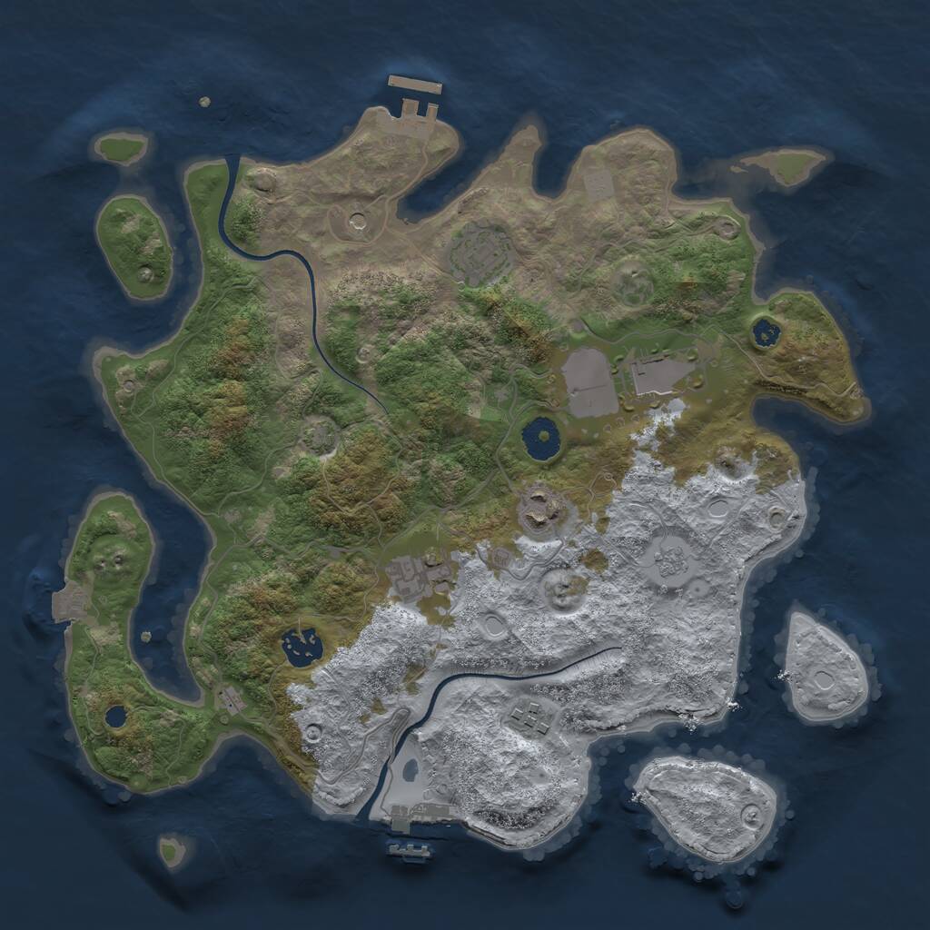 Rust Map: Procedural Map, Size: 3500, Seed: 50215677, 12 Monuments