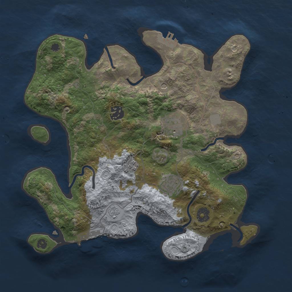 Rust Map: Procedural Map, Size: 3000, Seed: 1221631591, 13 Monuments