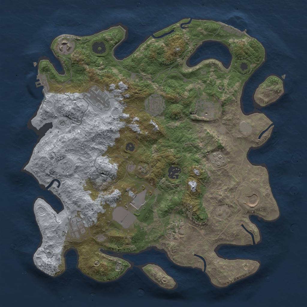 Rust Map: Procedural Map, Size: 3500, Seed: 1801377086, 17 Monuments