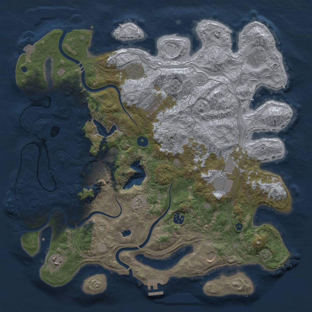 Rust Map: Procedural Map, Size: 4250, Seed: 532923327, 16 Monuments