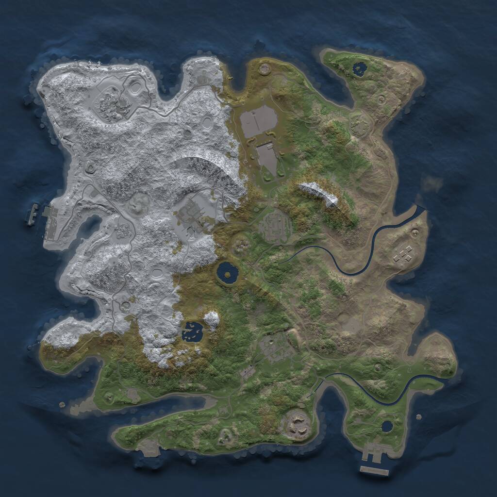 Rust Map: Procedural Map, Size: 3500, Seed: 1810336391, 14 Monuments