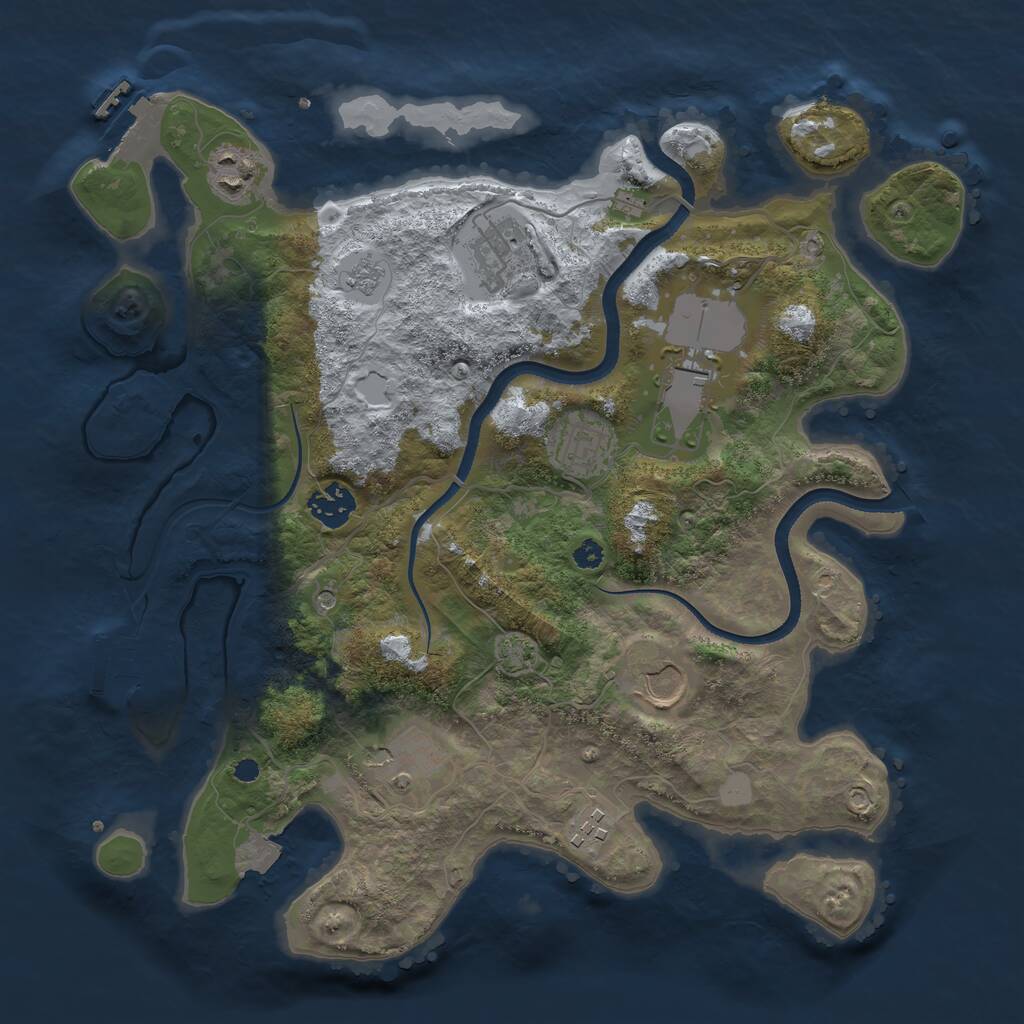 Rust Map: Procedural Map, Size: 3500, Seed: 1629145446, 14 Monuments