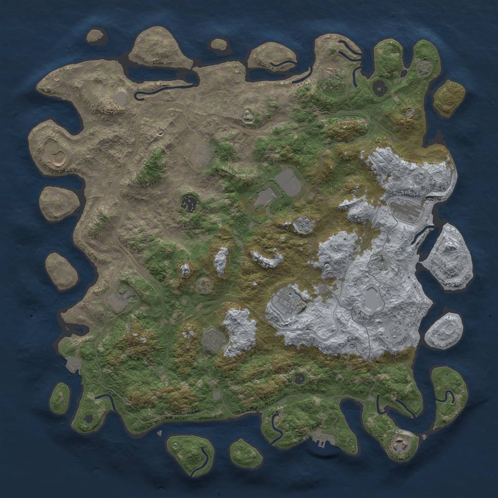 Rust Map: Procedural Map, Size: 4800, Seed: 1444661494, 18 Monuments