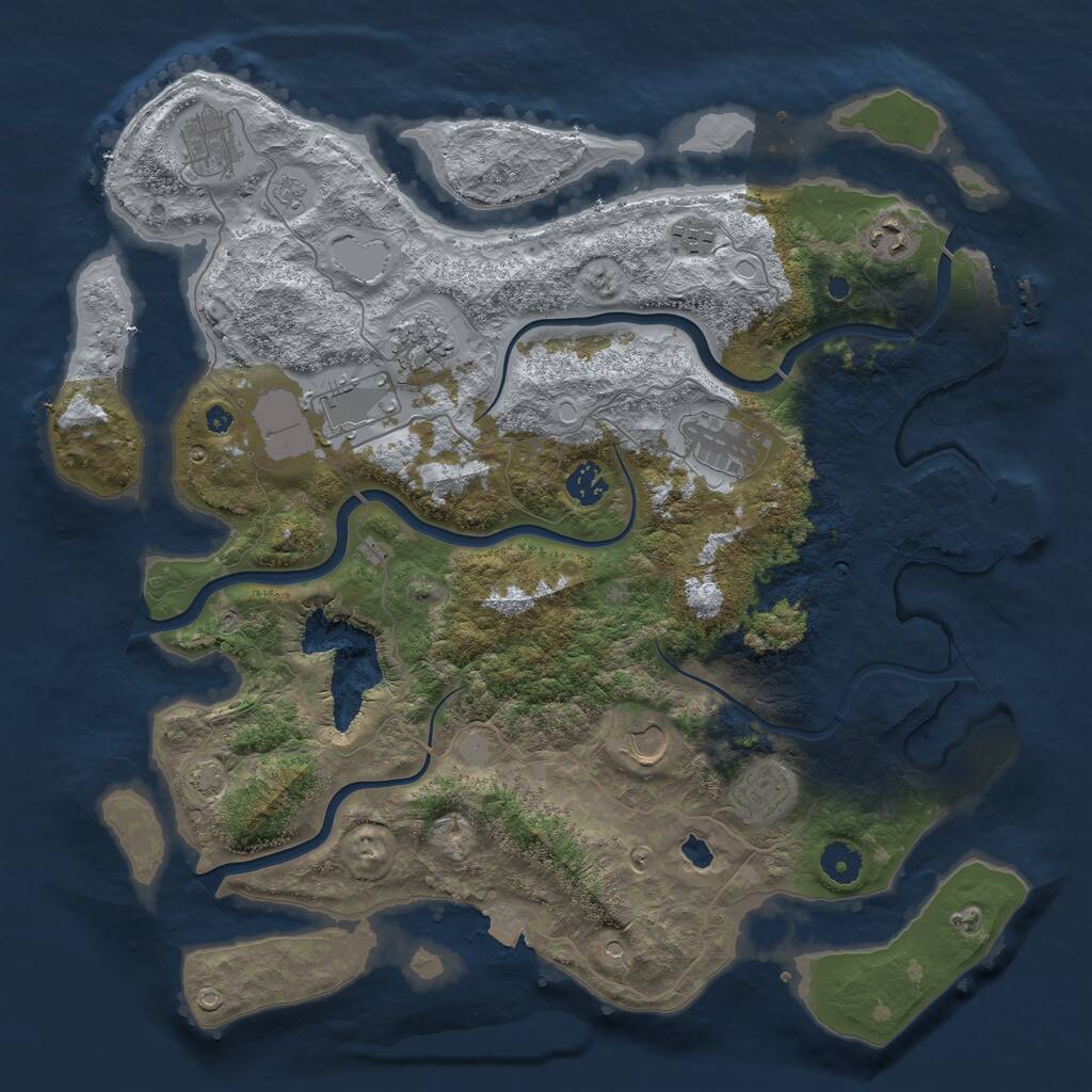 Rust Map: Procedural Map, Size: 4050, Seed: 34239831, 15 Monuments
