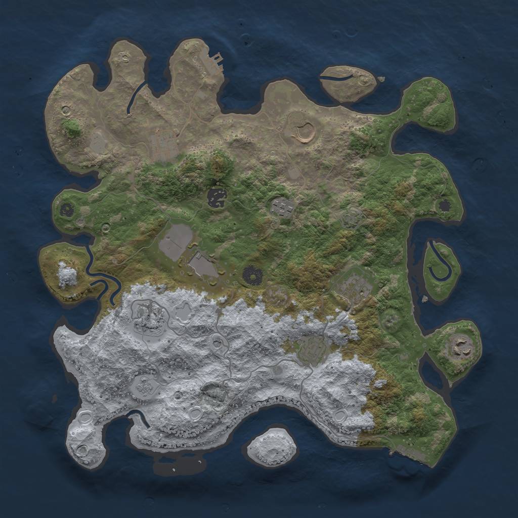 Rust Map: Procedural Map, Size: 3800, Seed: 173683180, 17 Monuments