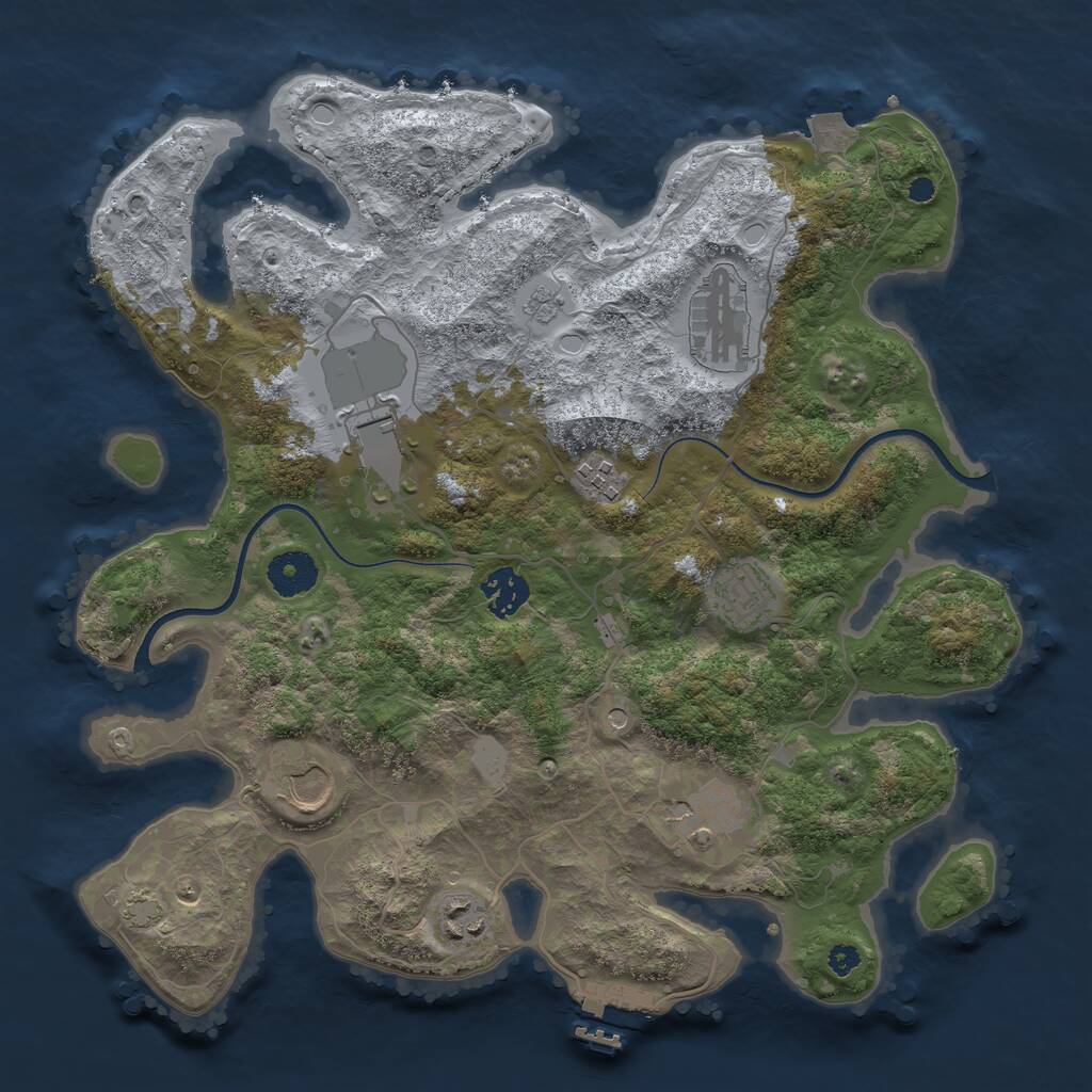 Rust Map: Procedural Map, Size: 3500, Seed: 986551, 13 Monuments