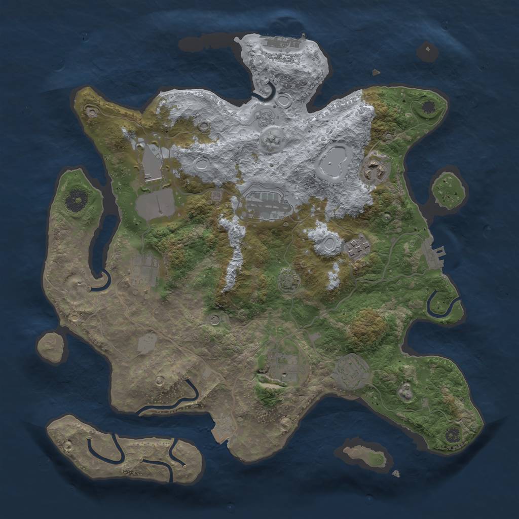 Rust Map: Procedural Map, Size: 3500, Seed: 3236137, 15 Monuments