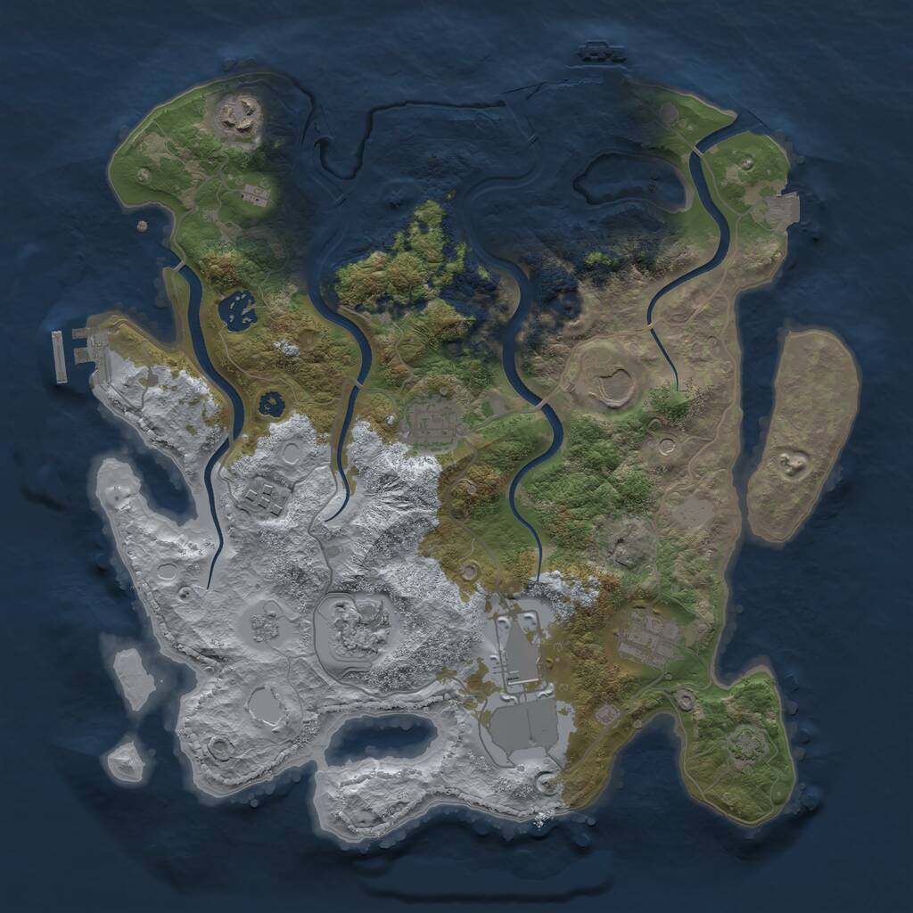 Rust Map: Procedural Map, Size: 3500, Seed: 23008668, 14 Monuments