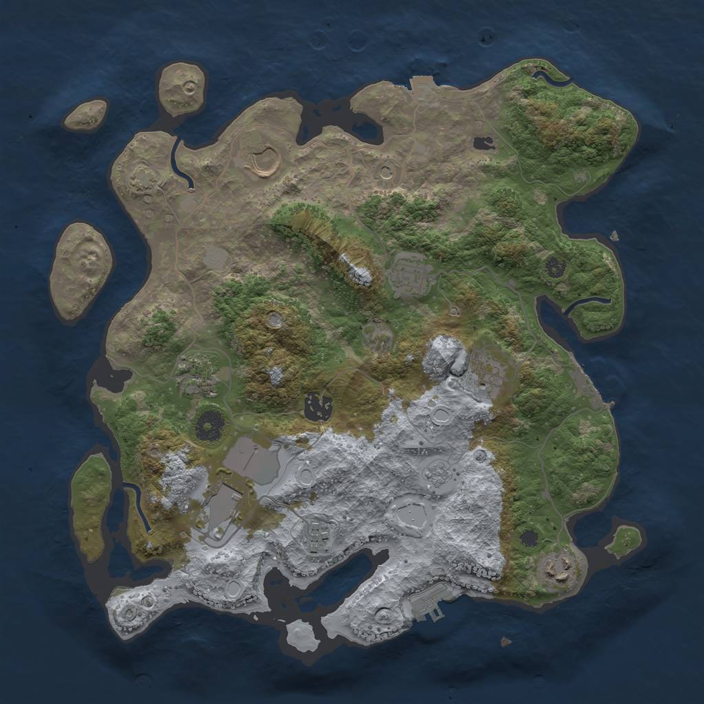 Rust Map: Procedural Map, Size: 3500, Seed: 77061713, 16 Monuments