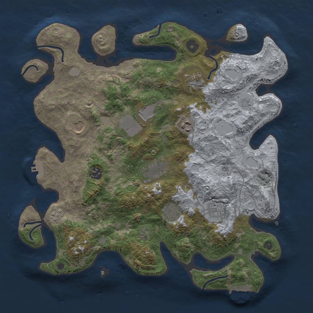 Rust Map: Procedural Map, Size: 3700, Seed: 878413042, 16 Monuments
