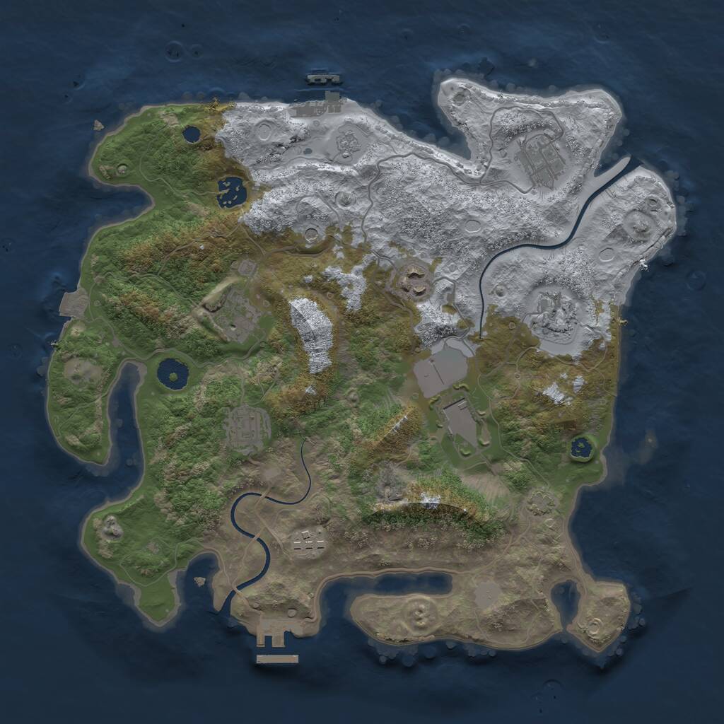Rust Map: Procedural Map, Size: 3500, Seed: 1834254403, 14 Monuments