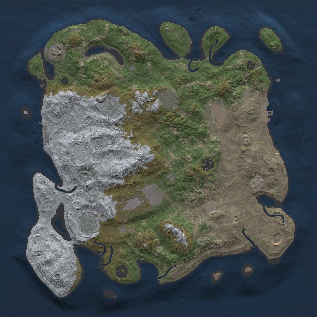 Rust Map: Procedural Map, Size: 3750, Seed: 93461756, 18 Monuments