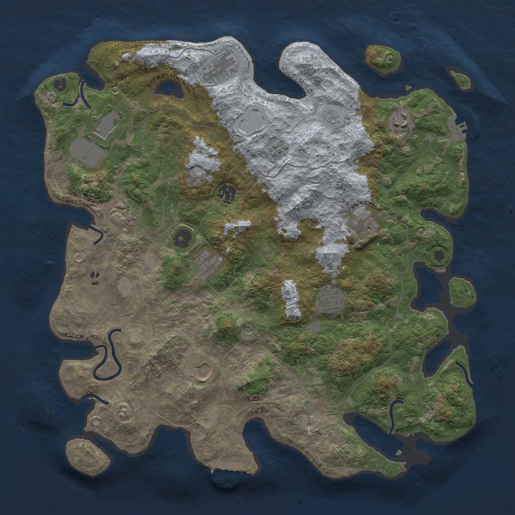 Rust Map: Procedural Map, Size: 4200, Seed: 675423, 19 Monuments