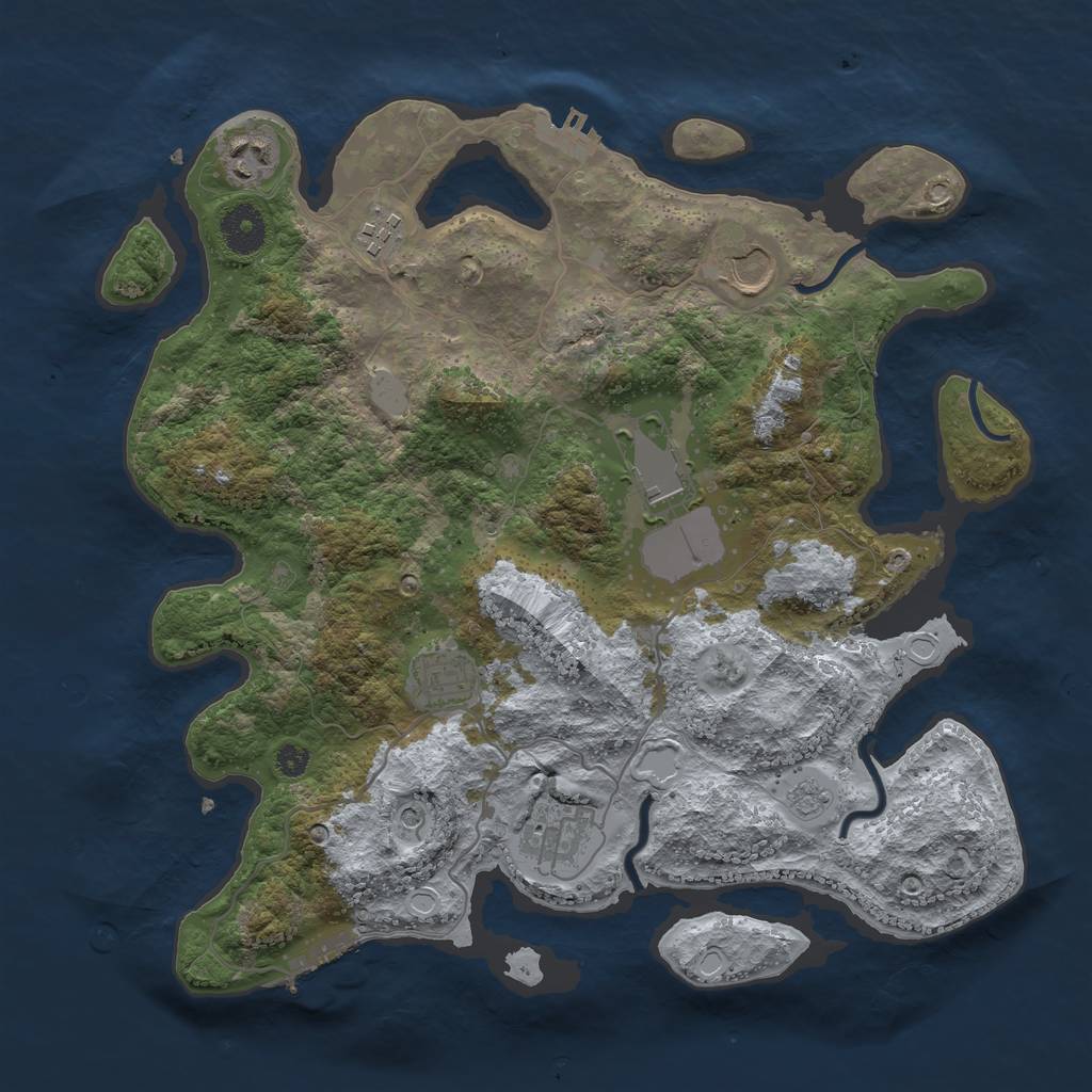 Rust Map: Procedural Map, Size: 3500, Seed: 12752695, 13 Monuments
