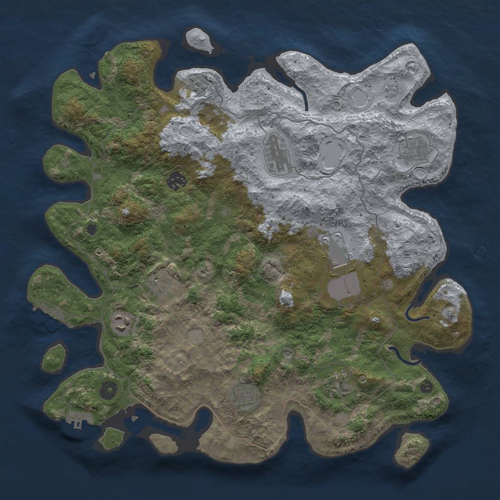 Rust Map: Procedural Map, Size: 4000, Seed: 101505, 16 Monuments