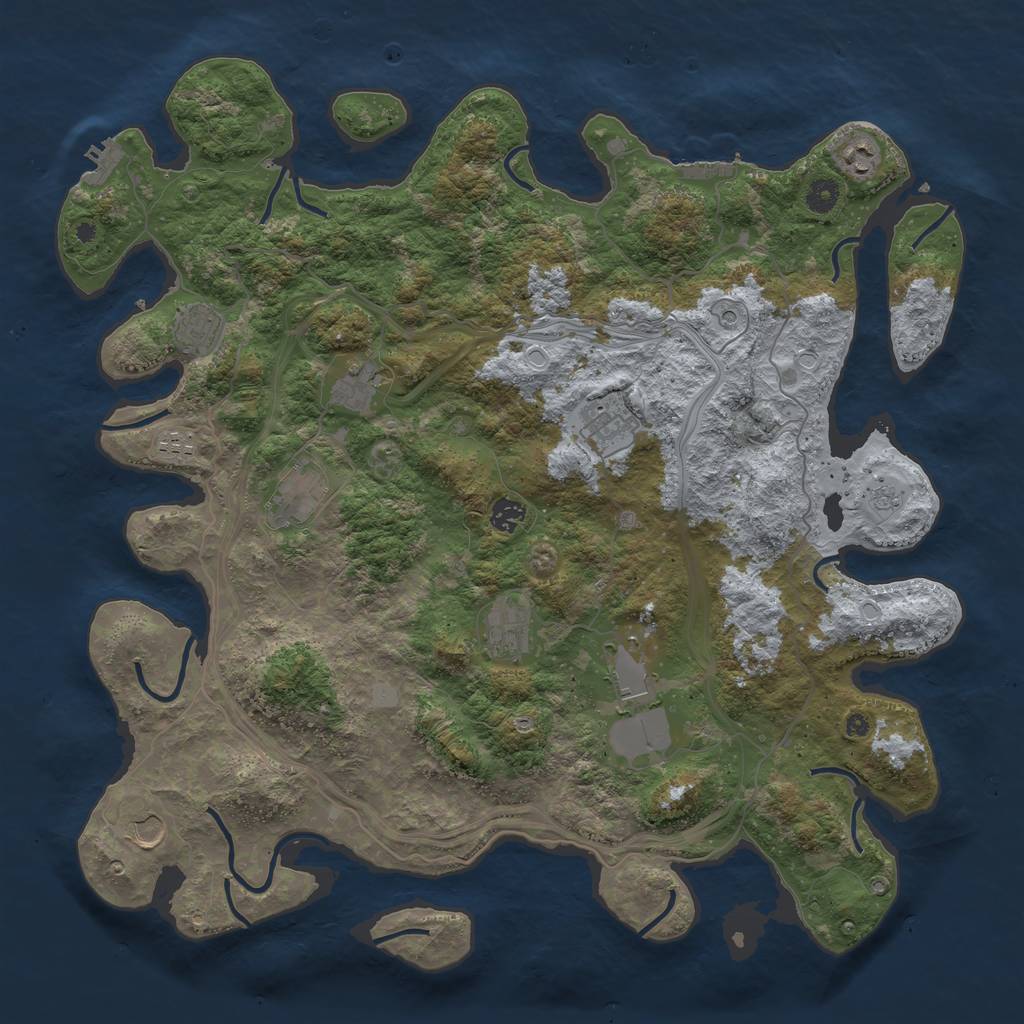 Rust Map: Procedural Map, Size: 4500, Seed: 10819652, 17 Monuments