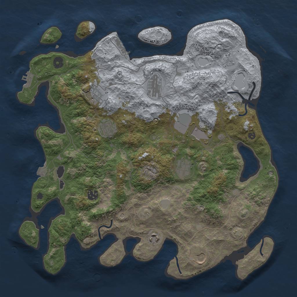 Rust Map: Procedural Map, Size: 4000, Seed: 1843703762, 16 Monuments