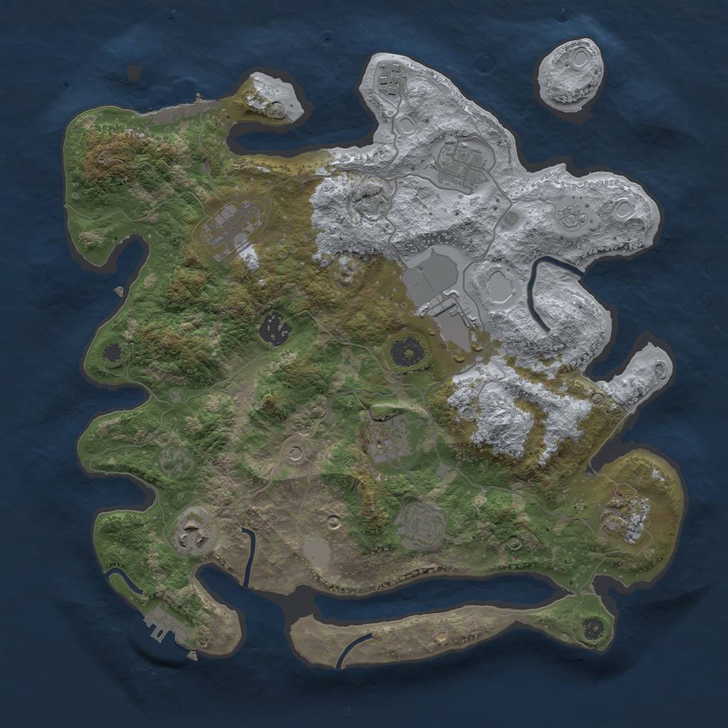 Rust Map: Procedural Map, Size: 3500, Seed: 21185834, 16 Monuments